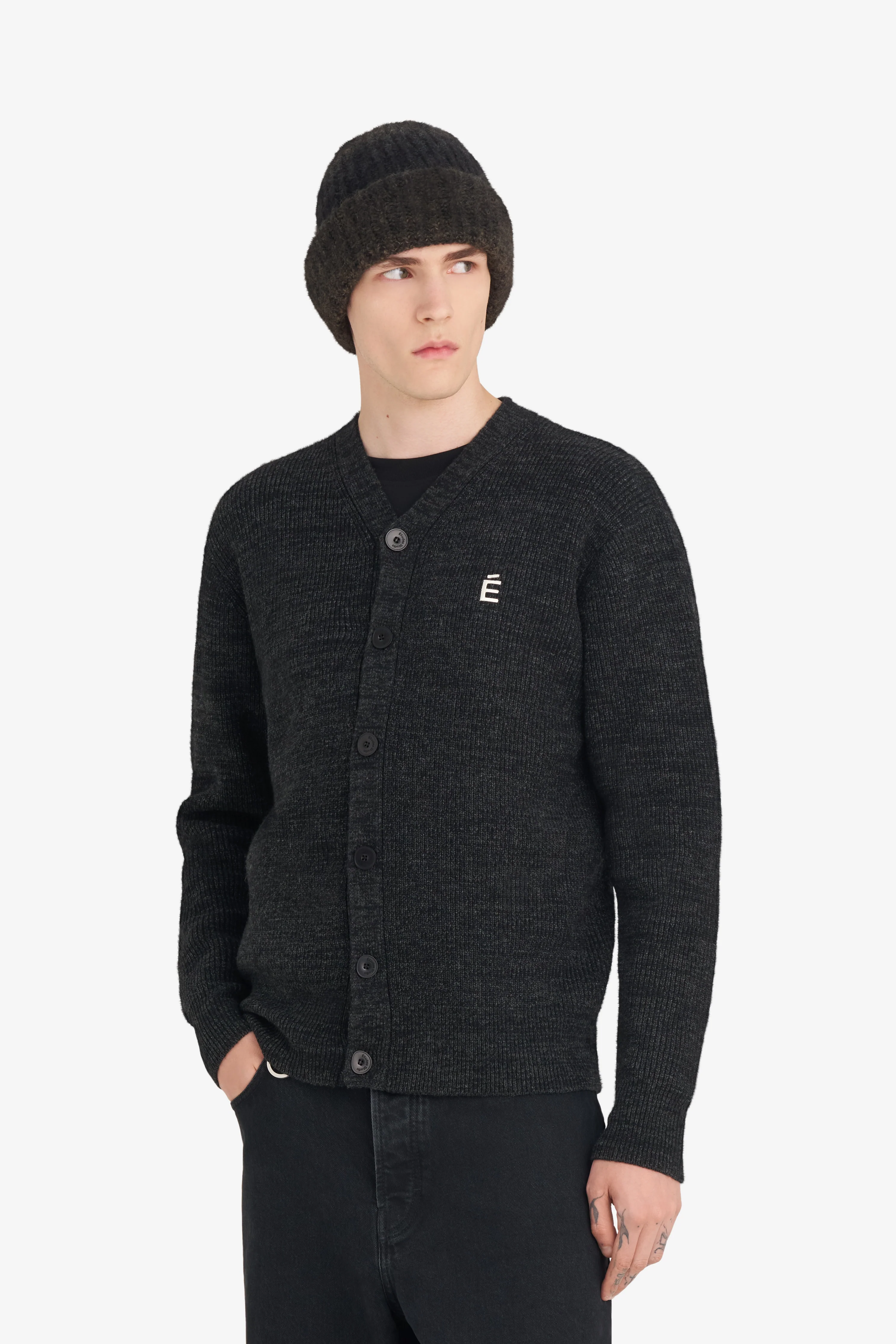 BORIS CARDIGAN ACCENT CARDIGAN - CHARCOAL - Image 3