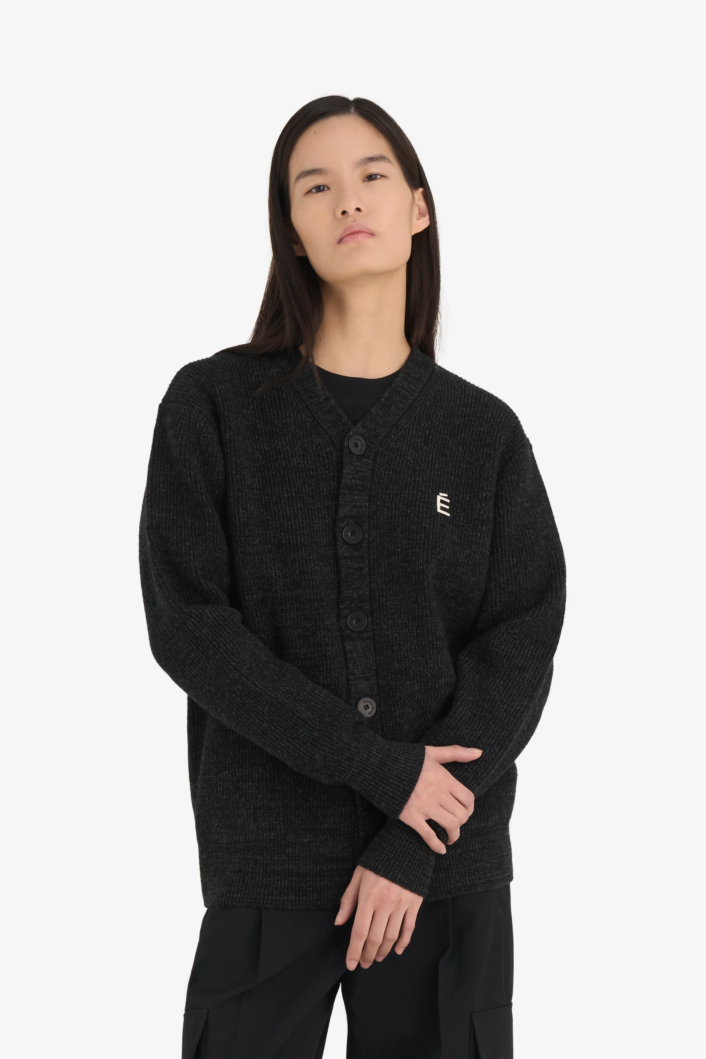 BORIS CARDIGAN ACCENT CARDIGAN - CHARCOAL - Image 4